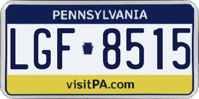 PA license plate LGF8515