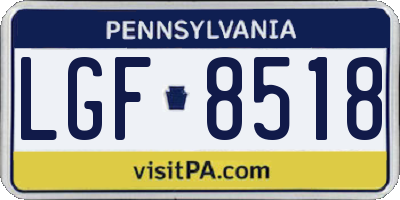 PA license plate LGF8518