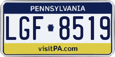 PA license plate LGF8519