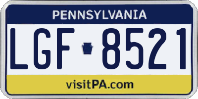 PA license plate LGF8521