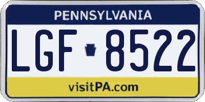PA license plate LGF8522