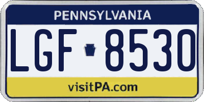 PA license plate LGF8530
