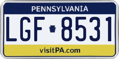 PA license plate LGF8531