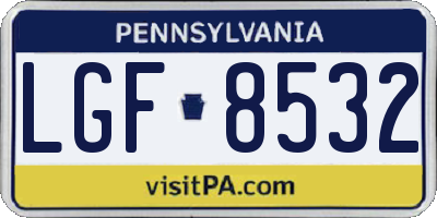 PA license plate LGF8532