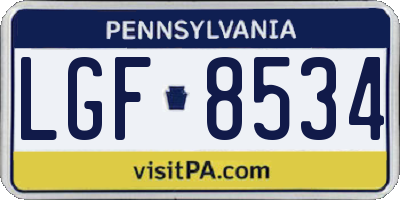 PA license plate LGF8534