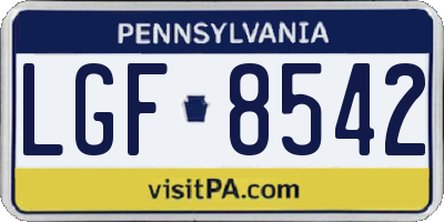 PA license plate LGF8542
