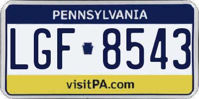 PA license plate LGF8543