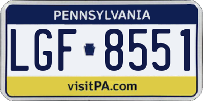 PA license plate LGF8551