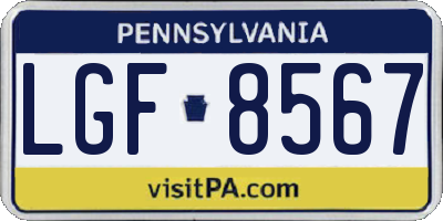 PA license plate LGF8567