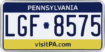 PA license plate LGF8575