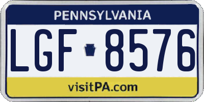 PA license plate LGF8576