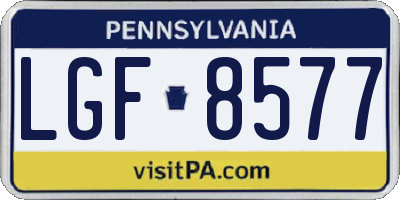 PA license plate LGF8577