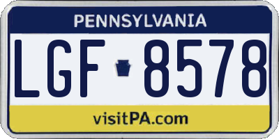 PA license plate LGF8578