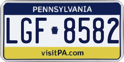 PA license plate LGF8582