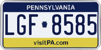 PA license plate LGF8585