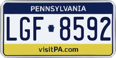 PA license plate LGF8592