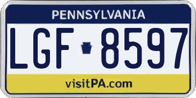 PA license plate LGF8597