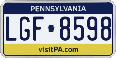 PA license plate LGF8598