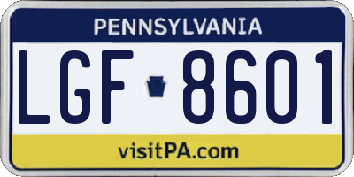 PA license plate LGF8601