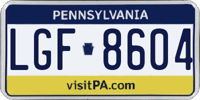 PA license plate LGF8604