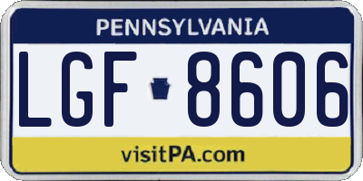 PA license plate LGF8606