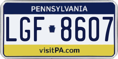 PA license plate LGF8607