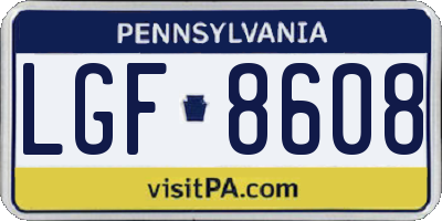 PA license plate LGF8608