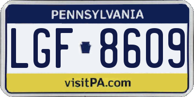 PA license plate LGF8609