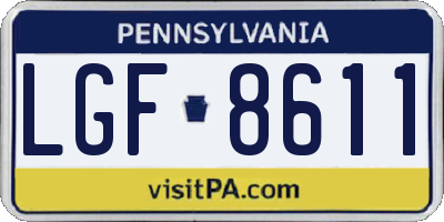 PA license plate LGF8611