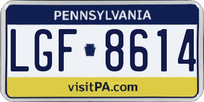 PA license plate LGF8614