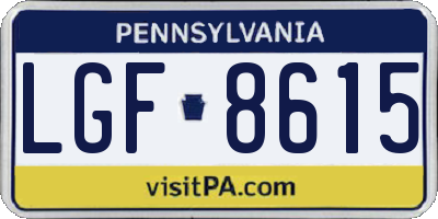 PA license plate LGF8615