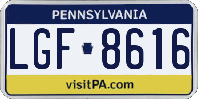 PA license plate LGF8616