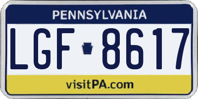 PA license plate LGF8617