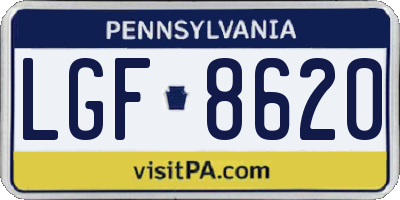 PA license plate LGF8620