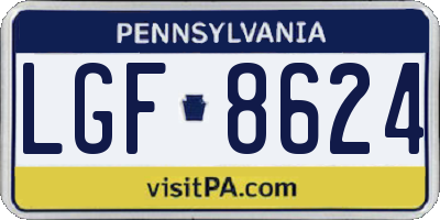 PA license plate LGF8624