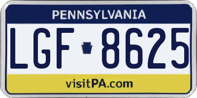 PA license plate LGF8625
