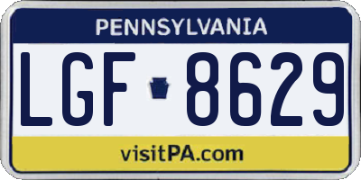 PA license plate LGF8629
