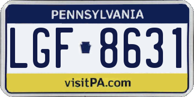 PA license plate LGF8631