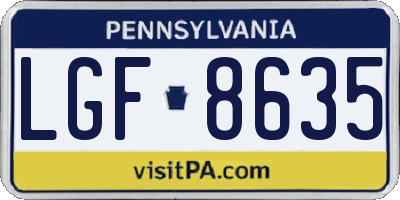 PA license plate LGF8635