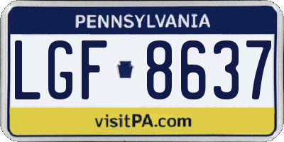 PA license plate LGF8637