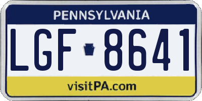 PA license plate LGF8641