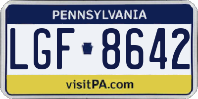 PA license plate LGF8642