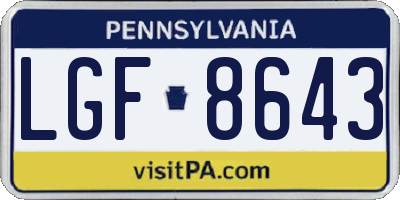 PA license plate LGF8643