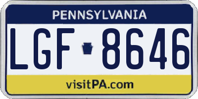 PA license plate LGF8646