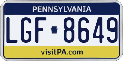 PA license plate LGF8649