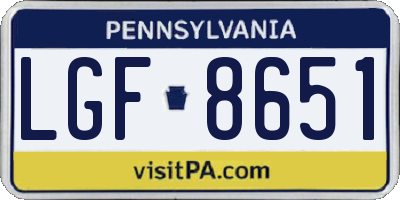 PA license plate LGF8651