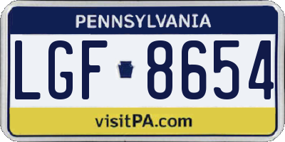 PA license plate LGF8654
