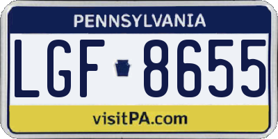 PA license plate LGF8655