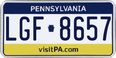 PA license plate LGF8657