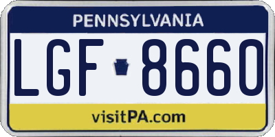 PA license plate LGF8660